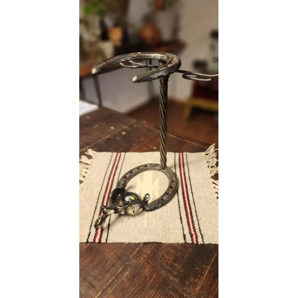 Horseshoes Wine Rack Holds 1‎ Bottle & 2 Glasses Western Spur & Horseshoe